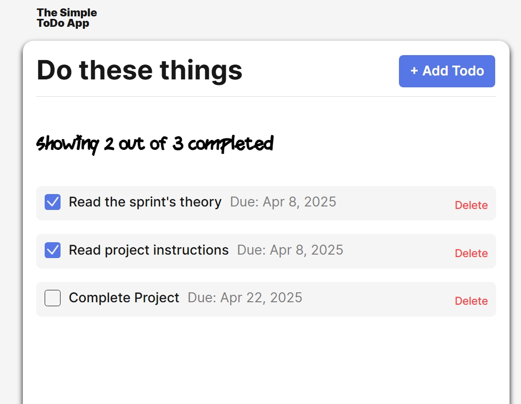 Preview of ToDo App project